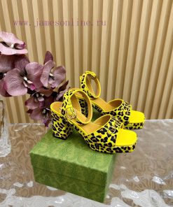 The new 2024 spring/summer GUCCI leopard print horsehair Gucci water platform coarse heel hobg7vweax