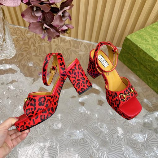 The new 2024 spring/summer GUCCI leopard print horsehair Gucci water platform coarse heel how0wn76en - Image 7