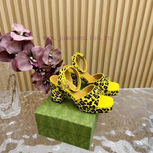 The new 2024 spring/summer GUCCI leopard print horsehair Gucci water platform coarse heel hobg7vweax - Image 2