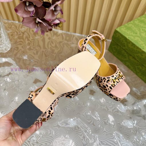 The new 2024 spring/summer GUCCI leopard print horsehair Gucci water platform coarse heel hof3br3e9z - Image 10