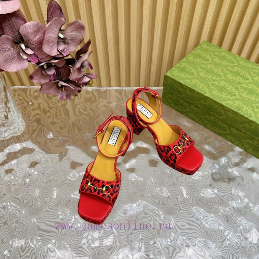The new 2024 spring/summer GUCCI leopard print horsehair Gucci water platform coarse heel how0wn76en - Image 8