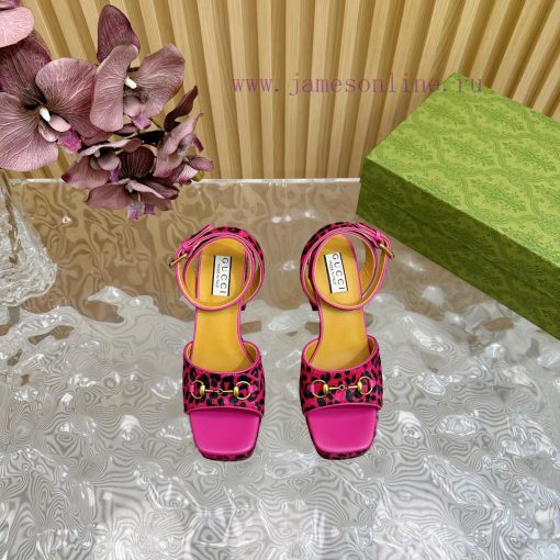 The new 2024 spring/summer GUCCI leopard print horsehair Gucci water platform coarse heel ho792yui44 - Image 5