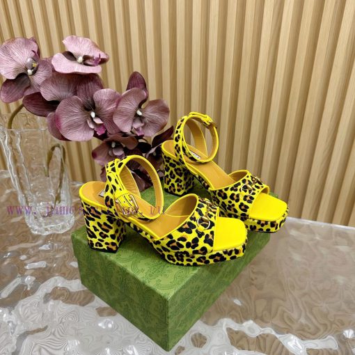 The new 2024 spring/summer GUCCI leopard print horsehair Gucci water platform coarse heel hobg7vweax - Image 4