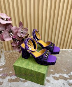 The new 2024 spring/summer GUCCI leopard print horsehair Gucci water platform coarse heel hoireed11b