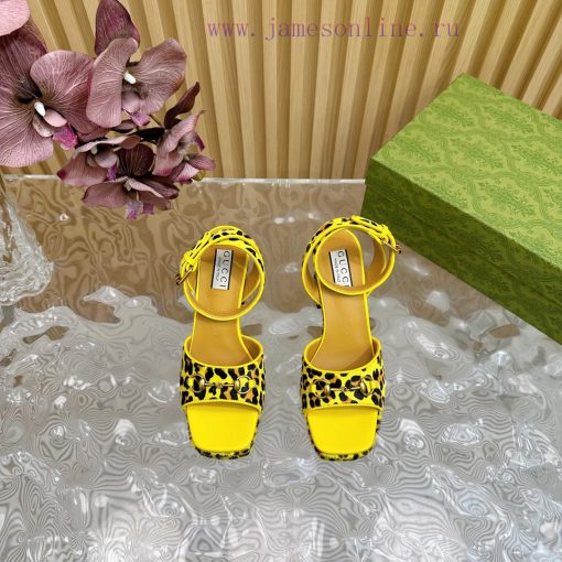 The new 2024 spring/summer GUCCI leopard print horsehair Gucci water platform coarse heel hobg7vweax - Image 5