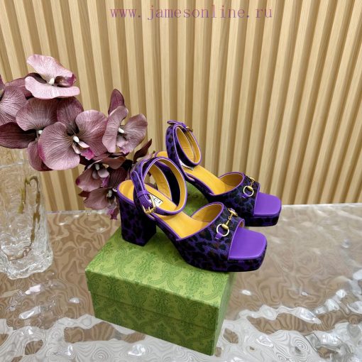 The new 2024 spring/summer GUCCI leopard print horsehair Gucci water platform coarse heel hoireed11b - Image 2