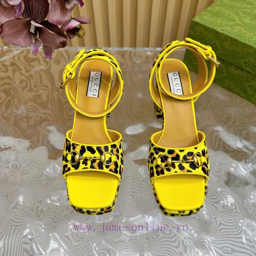 The new 2024 spring/summer GUCCI leopard print horsehair Gucci water platform coarse heel hobg7vweax - Image 6