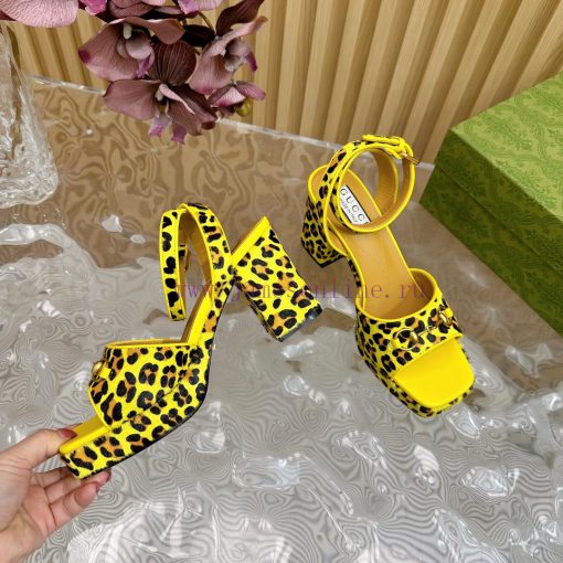 The new 2024 spring/summer GUCCI leopard print horsehair Gucci water platform coarse heel hobg7vweax - Image 7