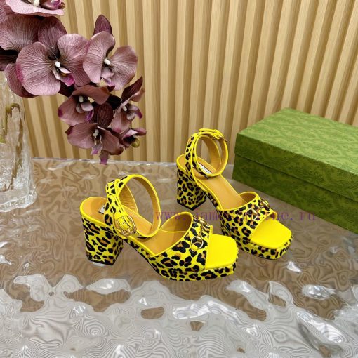 The new 2024 spring/summer GUCCI leopard print horsehair Gucci water platform coarse heel hobg7vweax - Image 10