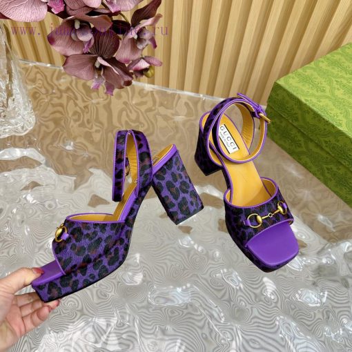 The new 2024 spring/summer GUCCI leopard print horsehair Gucci water platform coarse heel hoireed11b - Image 7