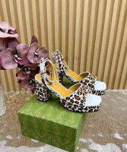 The new 2024 spring/summer GUCCI leopard print horsehair Gucci water platform coarse heel hormbq0ppr