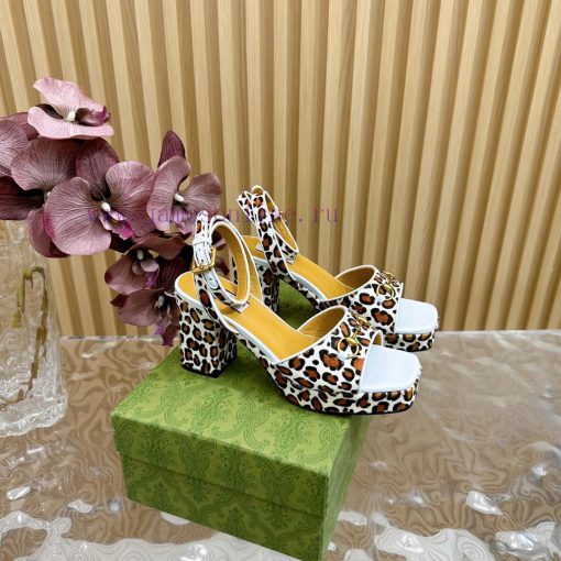 The new 2024 spring/summer GUCCI leopard print horsehair Gucci water platform coarse heel hormbq0ppr