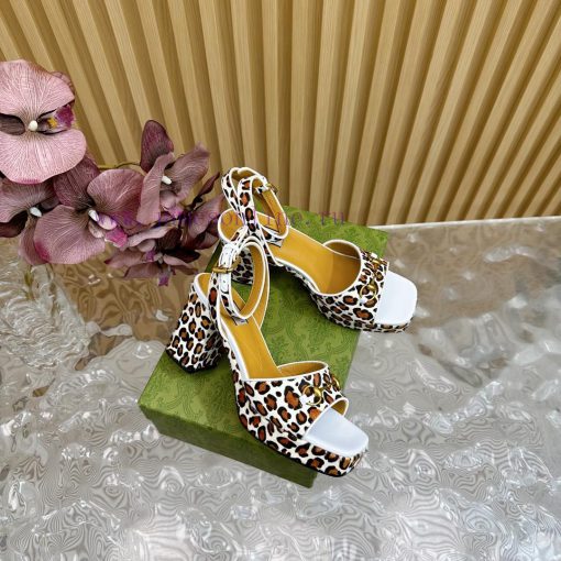 The new 2024 spring/summer GUCCI leopard print horsehair Gucci water platform coarse heel hormbq0ppr - Image 3