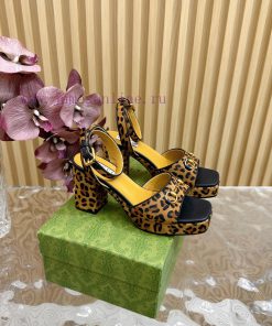 The new 2024 spring/summer GUCCI leopard print horsehair Gucci water platform coarse heel hovb14vprt