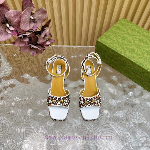 The new 2024 spring/summer GUCCI leopard print horsehair Gucci water platform coarse heel hormbq0ppr - Image 5