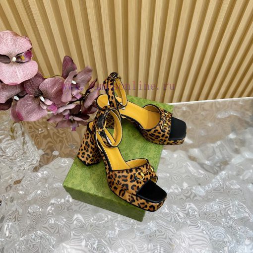 The new 2024 spring/summer GUCCI leopard print horsehair Gucci water platform coarse heel hovb14vprt - Image 3