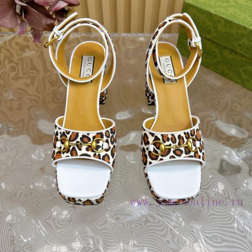 The new 2024 spring/summer GUCCI leopard print horsehair Gucci water platform coarse heel hormbq0ppr - Image 6