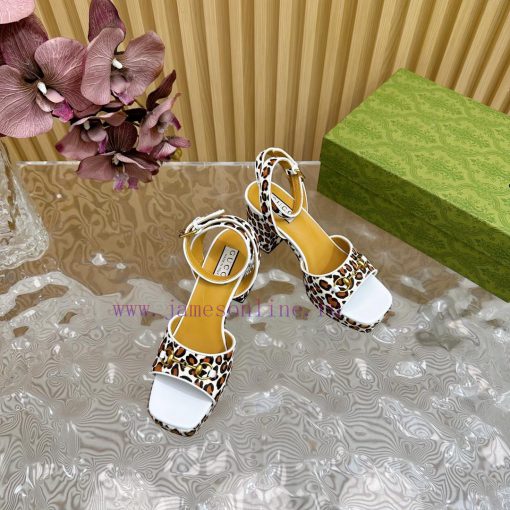 The new 2024 spring/summer GUCCI leopard print horsehair Gucci water platform coarse heel hormbq0ppr - Image 8