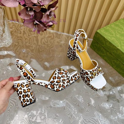 The new 2024 spring/summer GUCCI leopard print horsehair Gucci water platform coarse heel hormbq0ppr - Image 9