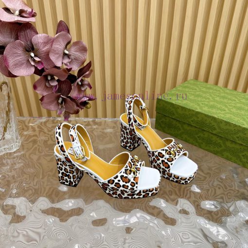 The new 2024 spring/summer GUCCI leopard print horsehair Gucci water platform coarse heel hormbq0ppr - Image 10
