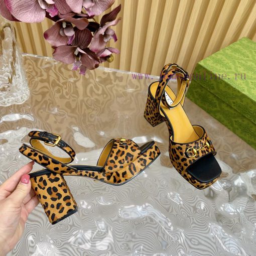 The new 2024 spring/summer GUCCI leopard print horsehair Gucci water platform coarse heel hovb14vprt - Image 10