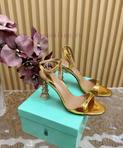 Aquazzura2024 New Top Pineapple Women's Hollow High Heel Sandals Original 1:1 Open Mold Heelzny1da5k