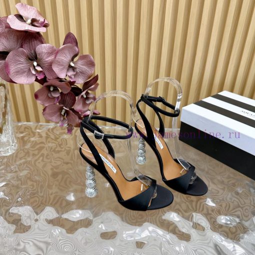 Aquazzura2024 New Top Pineapple Women's Hollow High Heel Sandals Original 1:1 Open Mold Heelzit7lju1 - Image 7