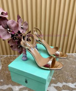 Aquazzura2024 New Top Pineapple Women's Hollow High Heel Sandals Original 1:1 Open Mold Heel9f0rk7da