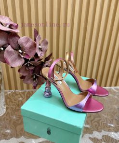 Aquazzura2024 New Top Pineapple Women's Hollow High Heel Sandals Original 1:1 Open Mold Heelzms3cdv8