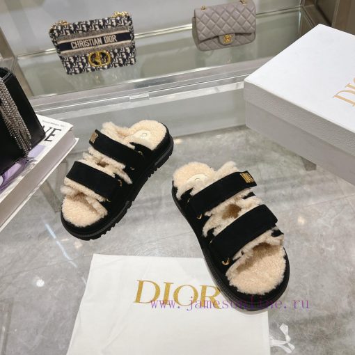 Dior 24 new Dioract series Maillard style fur integrated magic button sandalsDior super cute0mwdud18 - Image 3