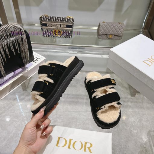 Dior 24 new Dioract series Maillard style fur integrated magic button sandalsDior super cute0mwdud18 - Image 4