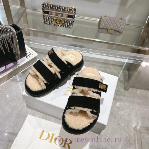 Dior 24 new Dioract series Maillard style fur integrated magic button sandalsDior super cute0mwdud18 - Image 5