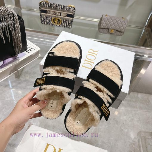 Dior 24 new Dioract series Maillard style fur integrated magic button sandalsDior super cute0mwdud18 - Image 6