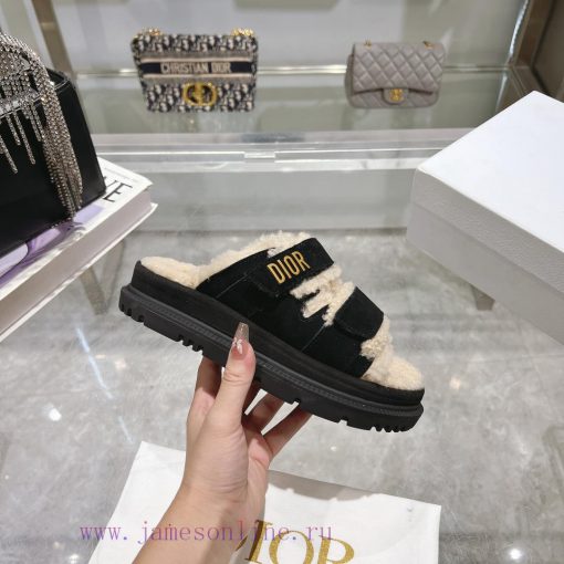 Dior 24 new Dioract series Maillard style fur integrated magic button sandalsDior super cute0mwdud18 - Image 7