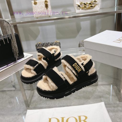 Dior 24 new Dioract series Maillard style fur integrated magic button sandalsDior super cute4jepmbb3 - Image 3