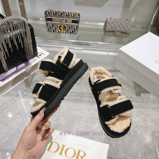 Dior 24 new Dioract series Maillard style fur integrated magic button sandalsDior super cute4jepmbb3 - Image 4