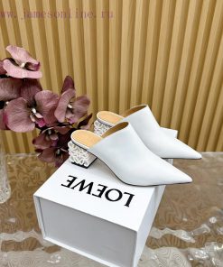 LOEWE new square heel, pointed toe, mid heel, temperament, M ü ller half drag—————————————A y522myfz