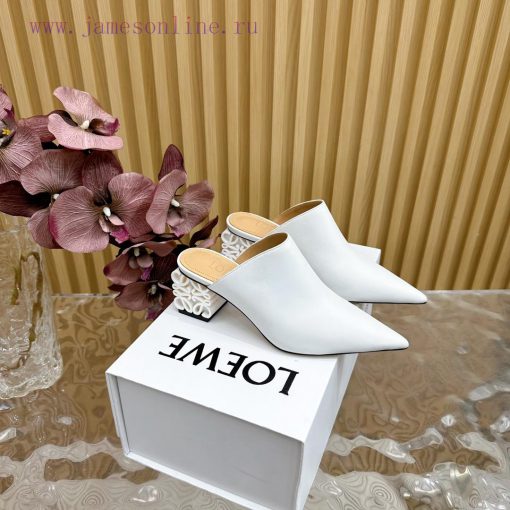 LOEWE new square heel, pointed toe, mid heel, temperament, M ü ller half drag—————————————A y522myfz