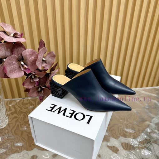 LOEWE new square heel, pointed toe, mid heel, temperament, M ü ller half drag—————————————A k3c8y6ec