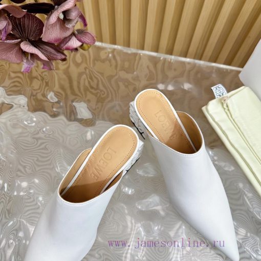 LOEWE new square heel, pointed toe, mid heel, temperament, M ü ller half drag—————————————A y522myfz - Image 6