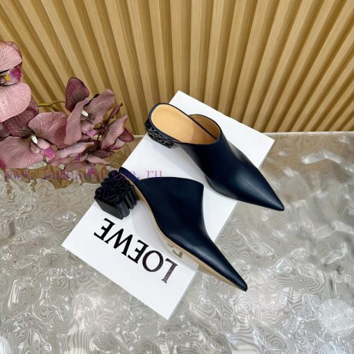LOEWE new square heel, pointed toe, mid heel, temperament, M ü ller half drag—————————————A k3c8y6ec - Image 3