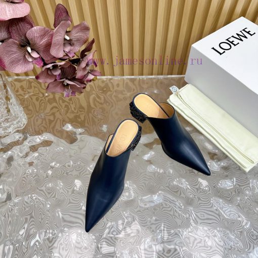 LOEWE new square heel, pointed toe, mid heel, temperament, M ü ller half drag—————————————A k3c8y6ec - Image 7