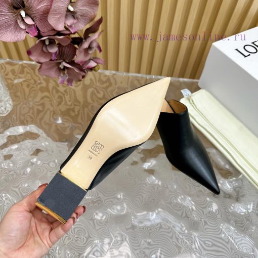 LOEWE new square heel, pointed toe, mid heel, temperament, M ü ller half drag—————————————A vf0rmesq - Image 10