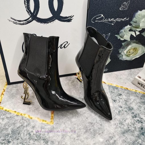 New - YSLlogo letter and elastic band short bootsImported original cowhide/patent leather upvcnxpti7