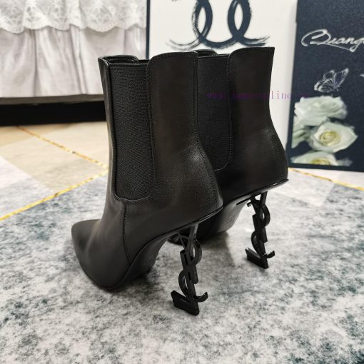 New - YSLlogo letter and elastic band short bootsImported original cowhide/patent leather upyj34mx7p - Image 4