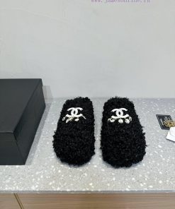 Chanel 24ss Autumn/Winter New Thick Bottom Wool Half Top Woolen ShoesSuper comfortable barefet7bzd62