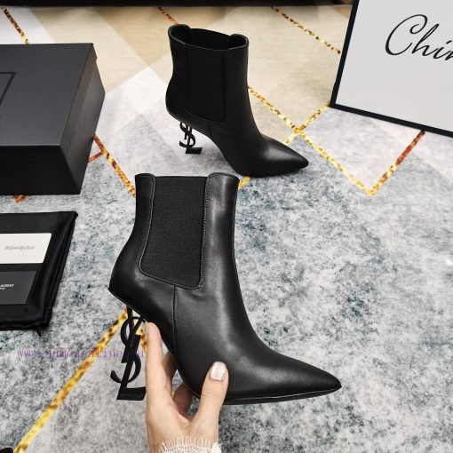 New - YSLlogo letter and elastic band short bootsImported original cowhide/patent leather upyj34mx7p - Image 6
