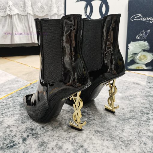 New - YSLlogo letter and elastic band short bootsImported original cowhide/patent leather upvcnxpti7 - Image 4