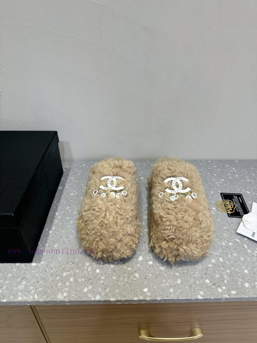 Chanel 24ss Autumn/Winter New Thick Bottom Wool Half Top Woolen ShoesSuper comfortable barefk3mbmi7u