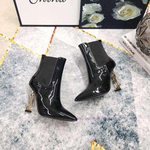 New - YSLlogo letter and elastic band short bootsImported original cowhide/patent leather upvcnxpti7 - Image 5